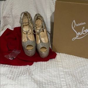 Christian Louboutin Silver Glitter Heels